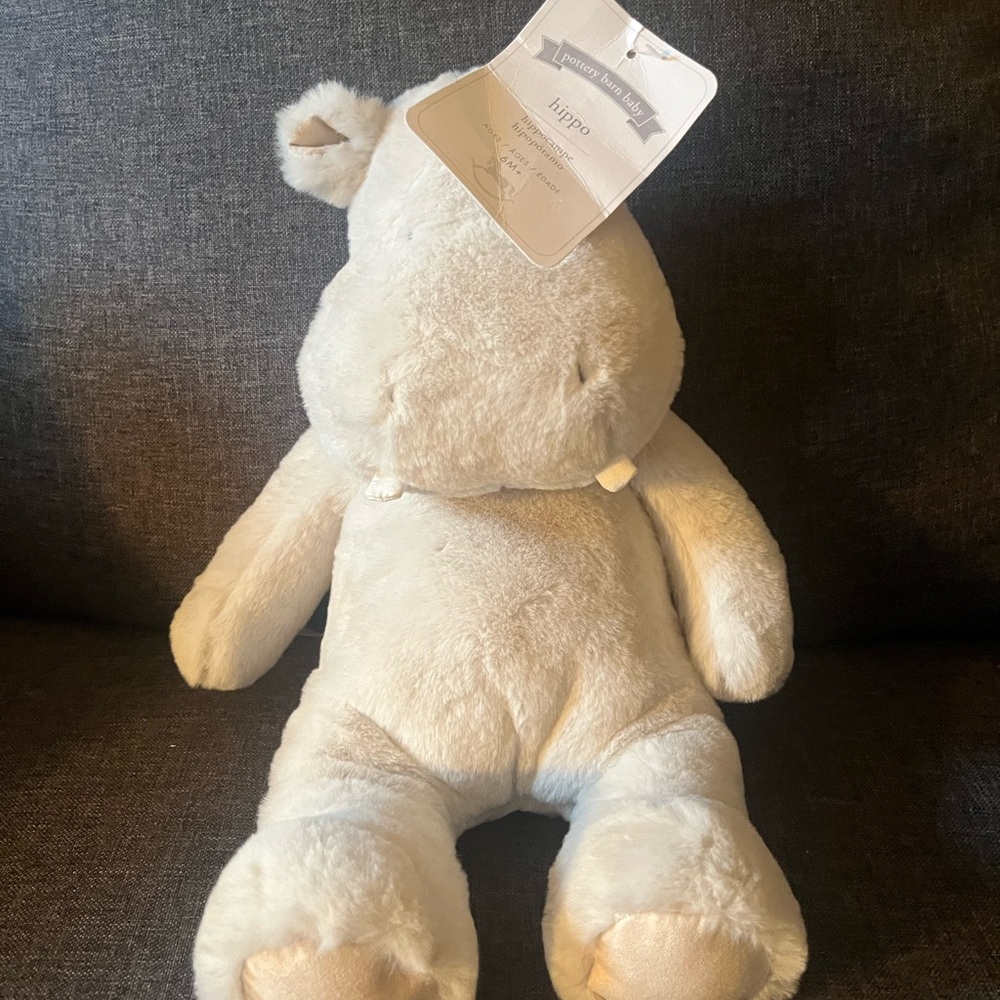 Pottery Barn Kids Hippo Hippopotamus Plush Stuffed Animal Gray 14"